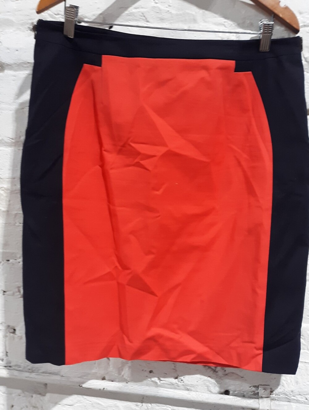 Worthington Navy Black Red Colorblock Pencil Skirt Size 12 Dual Side Zippers